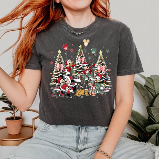 Comfort Colors® Christmas Tree Shirt, Disney Christmas Tree Shirt, Mickey Friends Xmas Shirt, Christmas Party Shirt