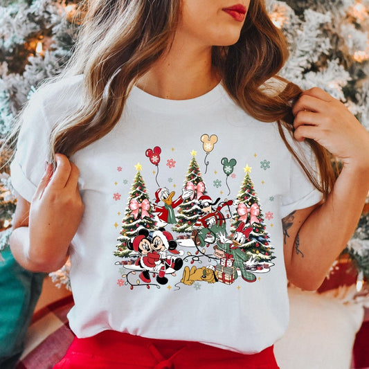 Comfort Colors® Christmas Tree Shirt, Disney Christmas Tree Shirt, Mickey Friends Xmas Shirt, Christmas Party Shirt